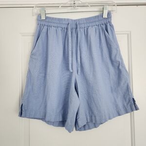 Gloria Vanderbilt Sky Blue 100% Linen Summer Coastal Bermuda Drawstring Shorts S